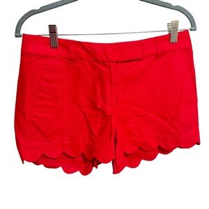 J. Crew High Waist Red Scalloped Shorts